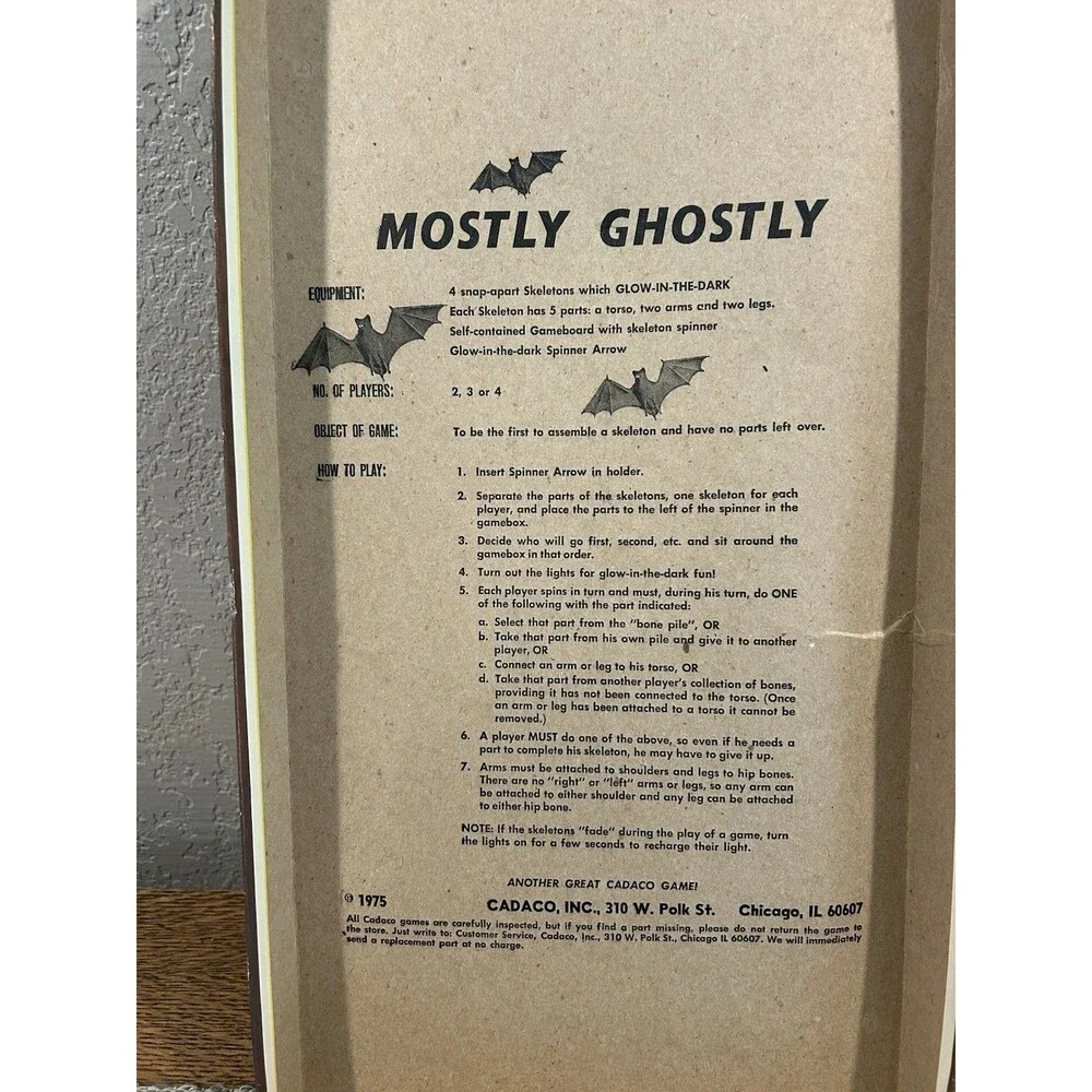 Caravan Mostly Ghostly Glow Skeleton Horror Board Game 1975 Boxed Complete